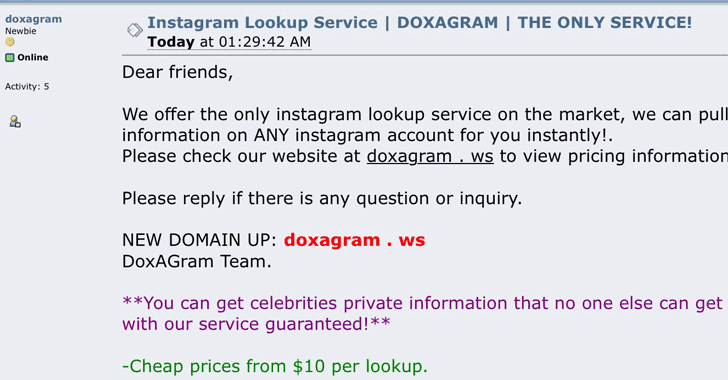 Последствия бага в API Instagram: злоумышленники продают информацию 6 млн пользователей, Miracle, 4 сен 2017, 16:11, doxagram-Instagram-hack.png