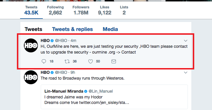 Продолжение атаки на HBO. Хакеры взломали учетные записи в Twitter и Facebook, Miracle, 18 авг 2017, 08:31, hbo-twitter-account-hacked.png